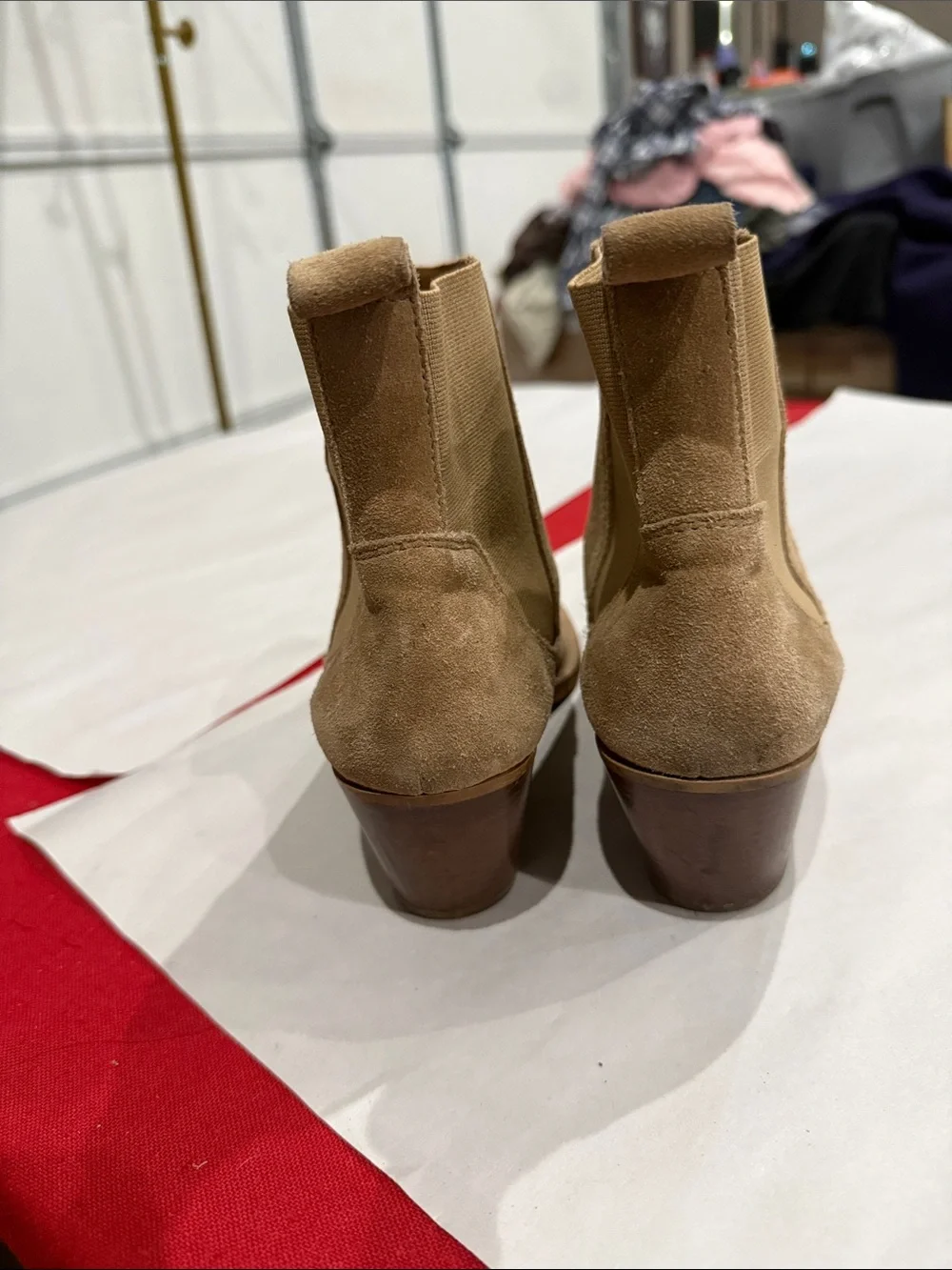 Everlane Tan Suede Chelsea Ankle Boots